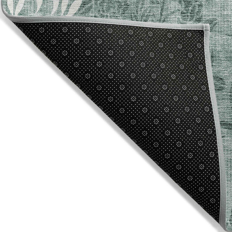 5' X 8' Sage Fern Green And Ivory Floral Washable Indoor Outdoor Area Rug