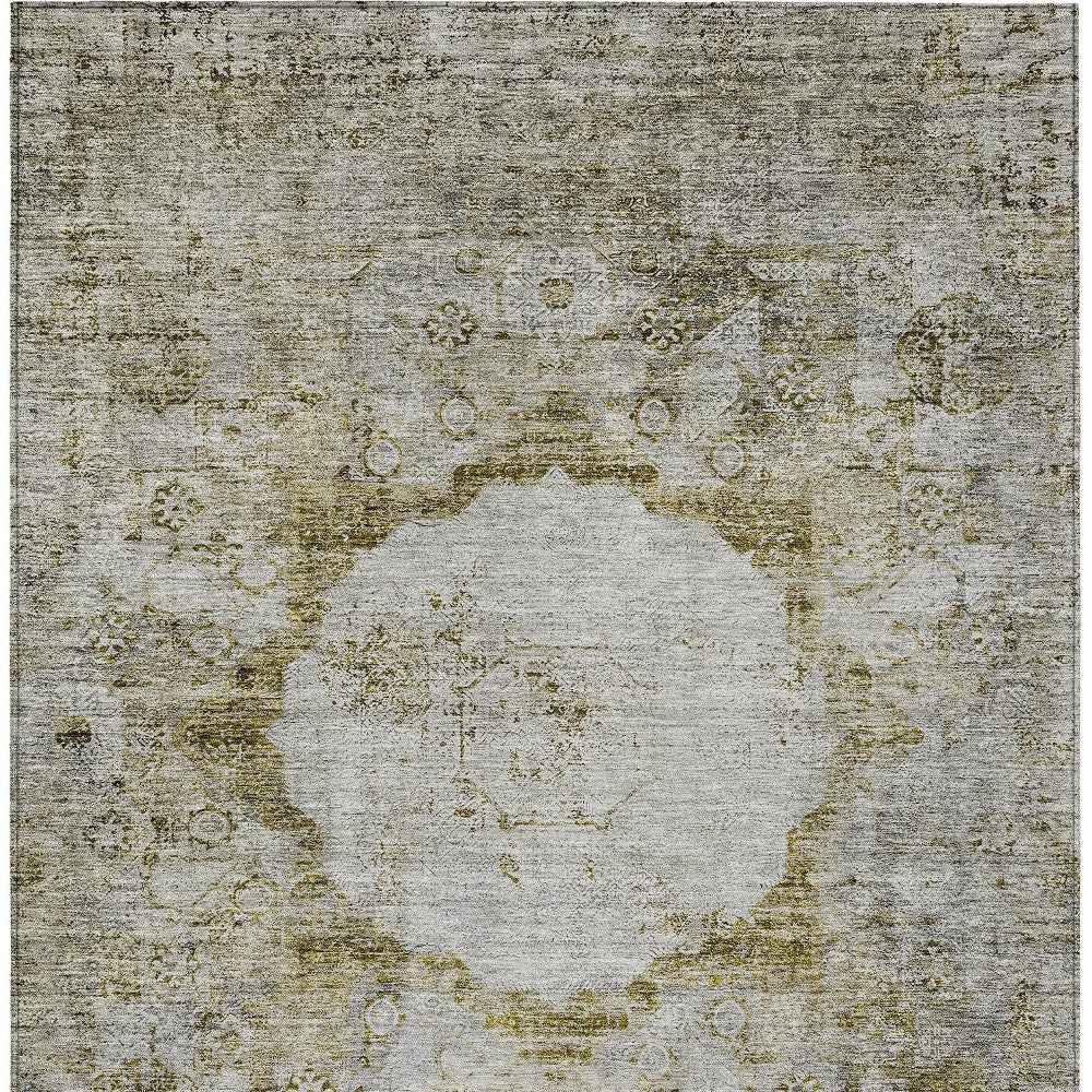 8' X 10' Taupe Brown And Gray Oriental Washable Indoor Outdoor Area Rug