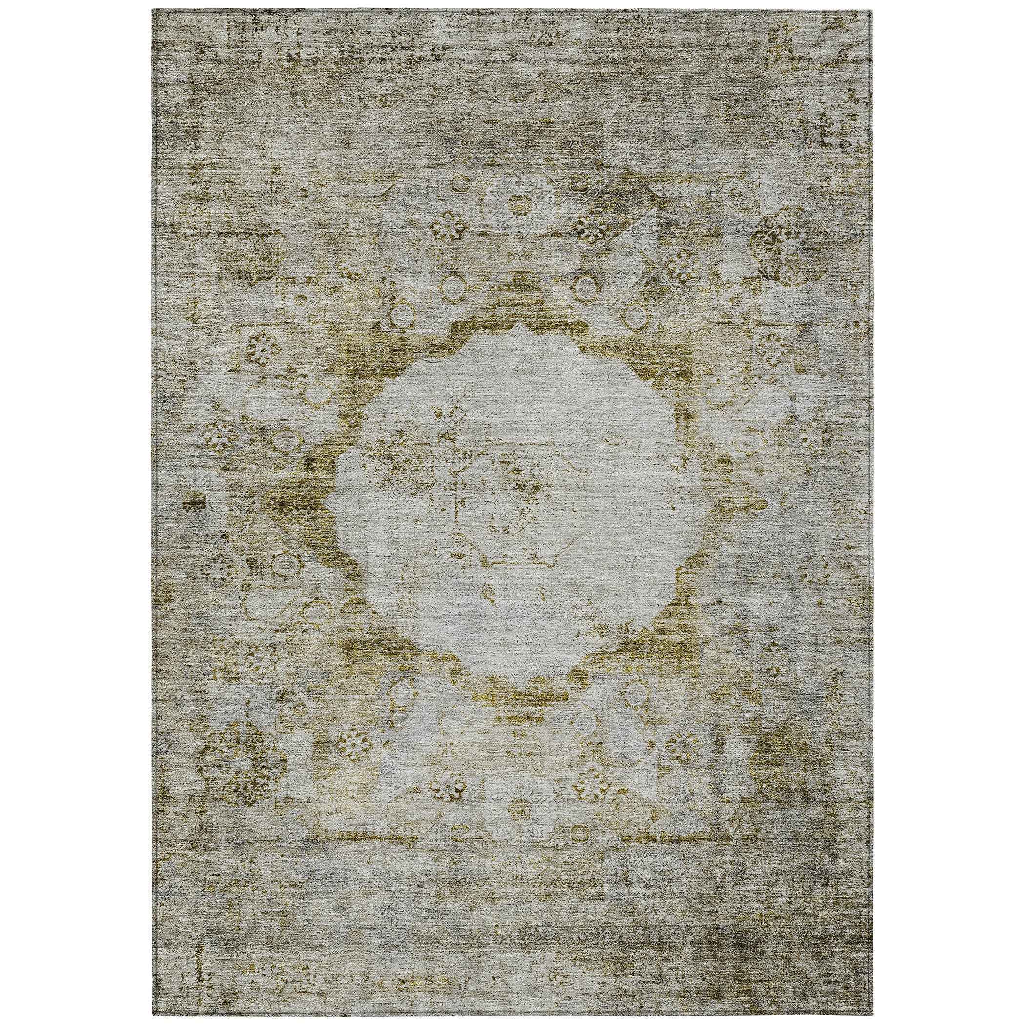 8' X 10' Taupe Brown And Gray Oriental Washable Indoor Outdoor Area Rug