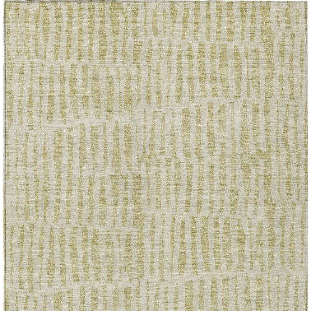3' X 5' Beige And Tan Striped Washable Indoor Outdoor Area Rug