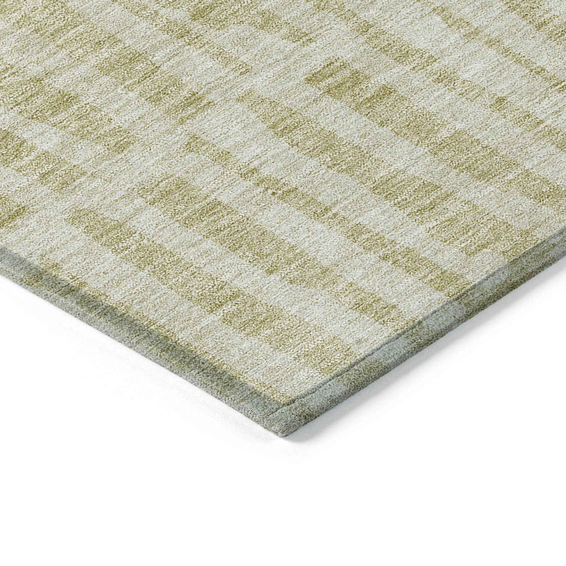 3' X 5' Beige And Tan Striped Washable Indoor Outdoor Area Rug
