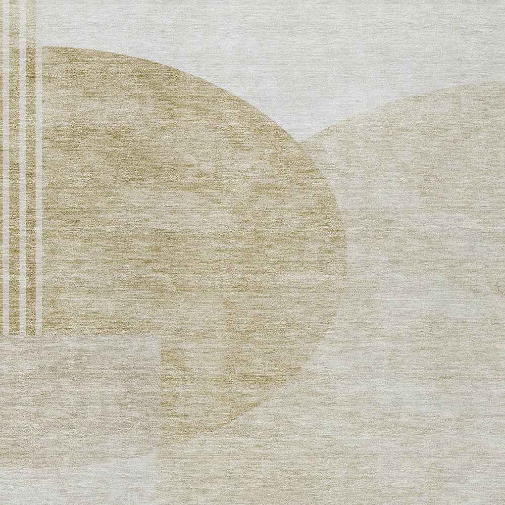 10' X 14' Brown Beige And Ivory Geometric Washable Indoor Outdoor Area Rug