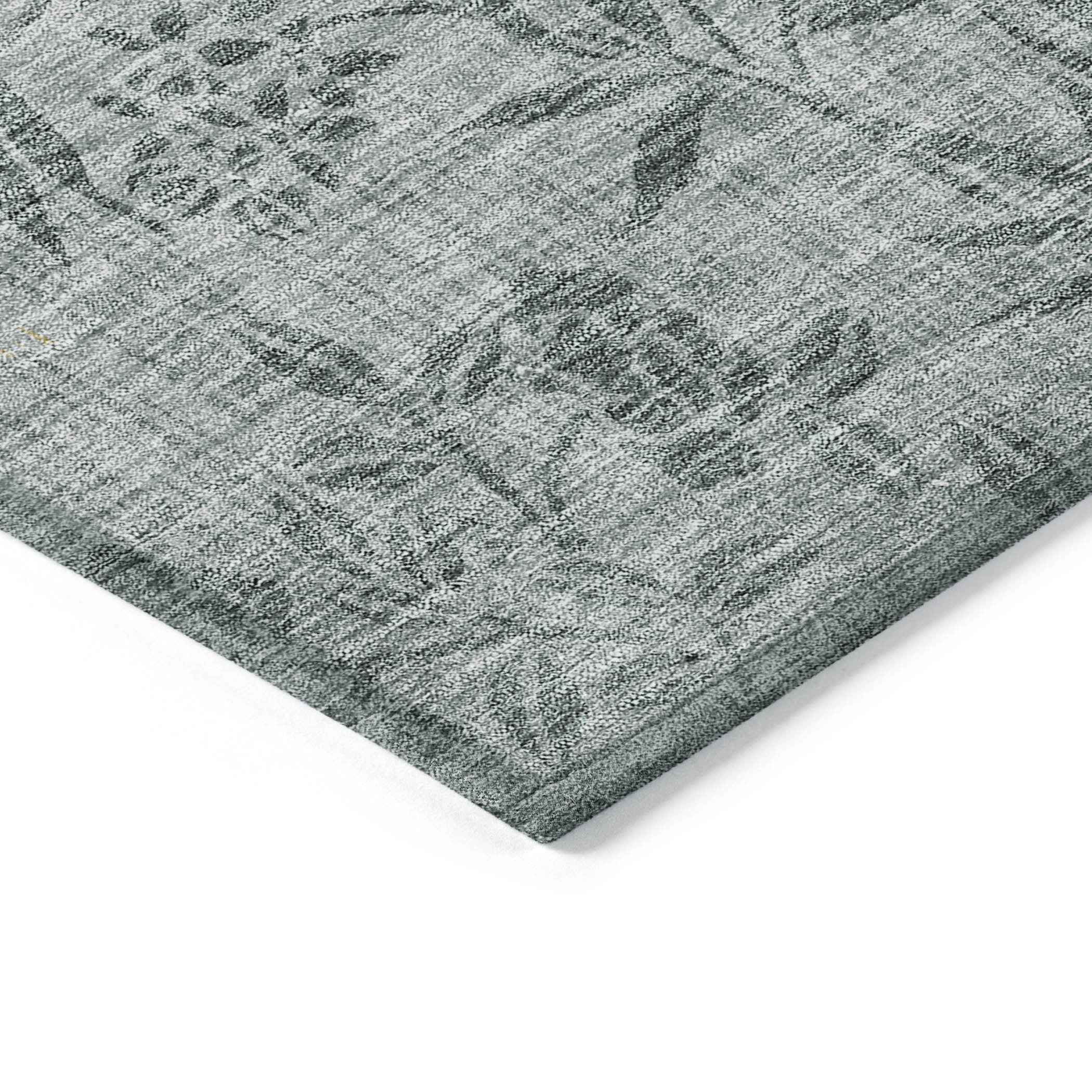 10' X 14' Gray Charcoal And Gold Floral Washable Indoor Outdoor Area Rug
