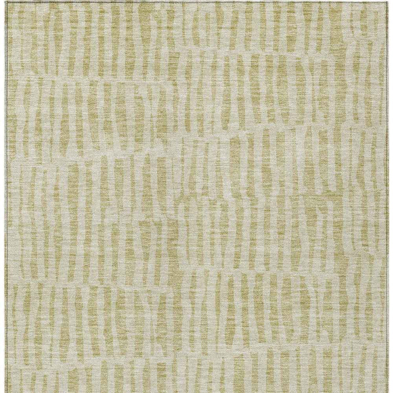 8' X 10' Beige And Tan Striped Washable Indoor Outdoor Area Rug