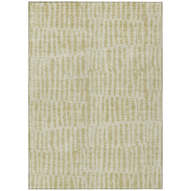 8' X 10' Beige And Tan Striped Washable Indoor Outdoor Area Rug