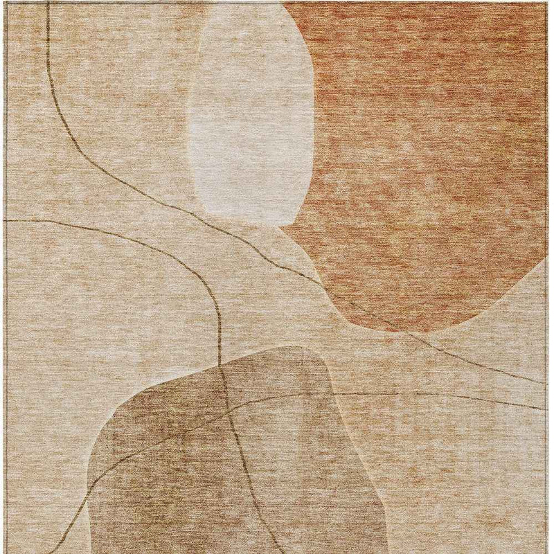 8' X 10' Orange Copper And Terra Cotta Abstract Washable Indoor Outdoor Area Rug