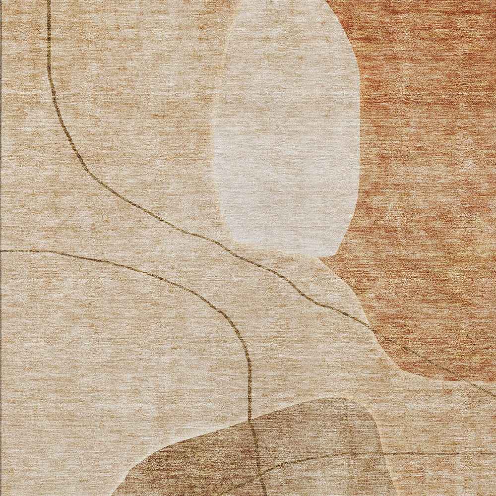 8' X 10' Orange Copper And Terra Cotta Abstract Washable Indoor Outdoor Area Rug