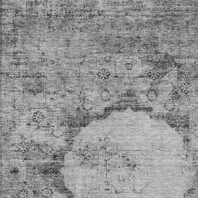 3' X 5' Gray Charcoal And Silver Oriental Washable Indoor Outdoor Area Rug