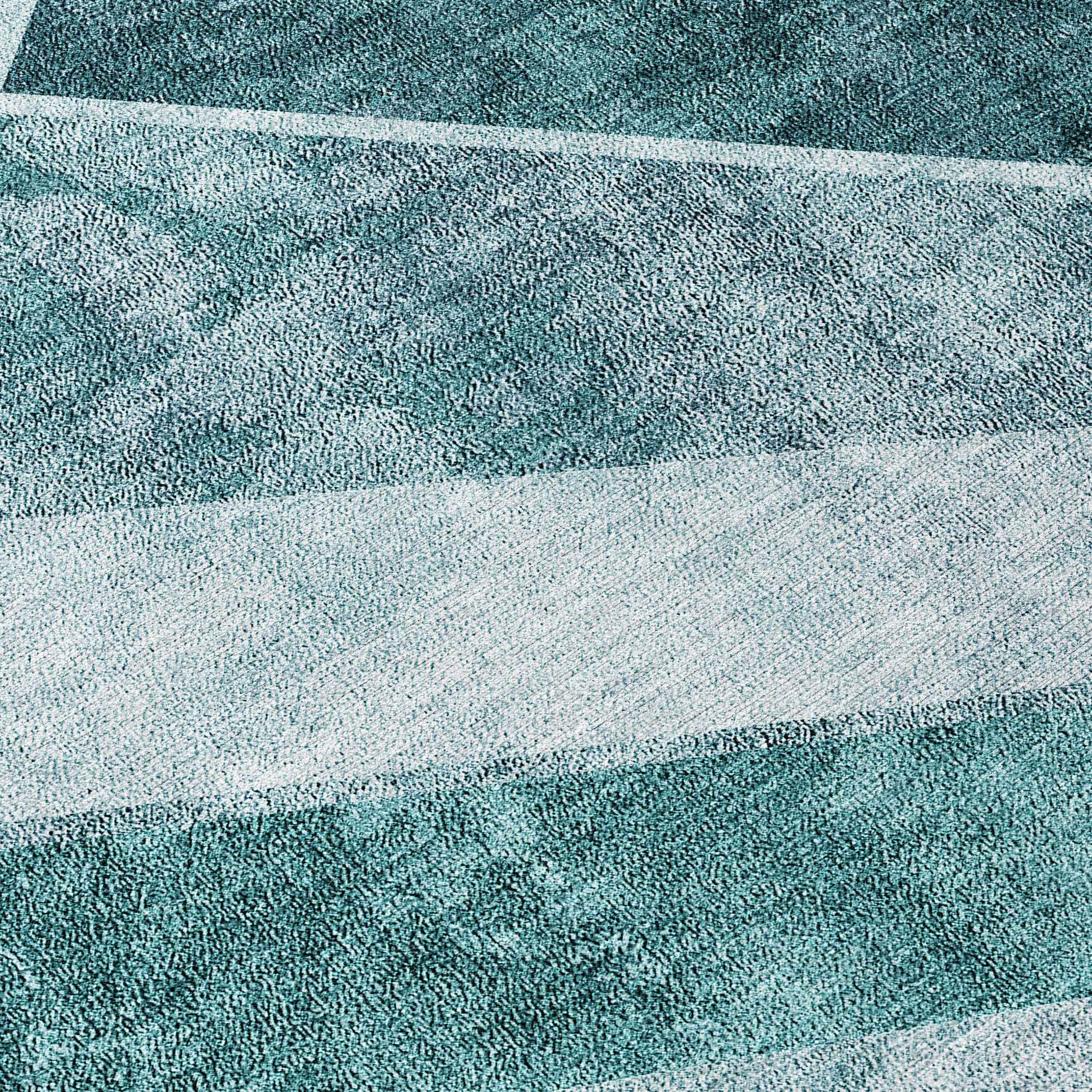 3' X 5' Teal Blue Aqua And Blue Geometric Washable Indoor Outdoor Area Rug