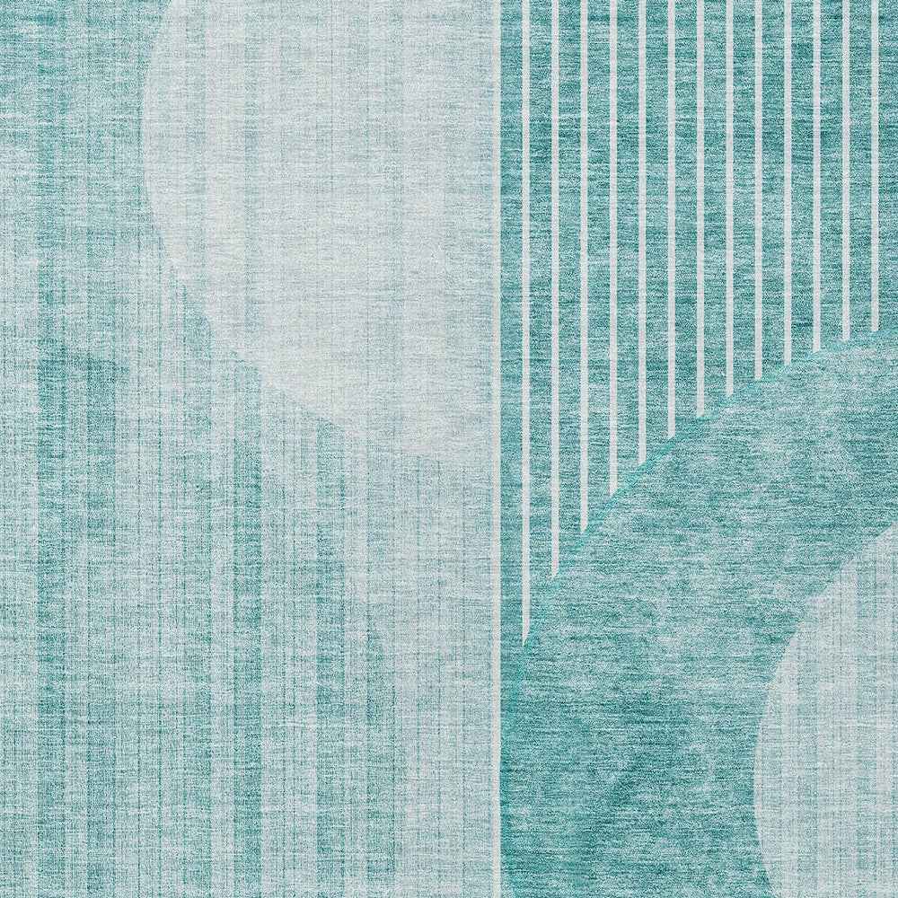 8' X 10' Teal Blue And Aqua Geometric Washable Indoor Outdoor Area Rug