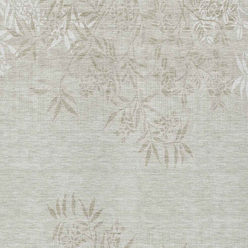 10' X 14' Beige Tan And Ivory Floral Washable Indoor Outdoor Area Rug