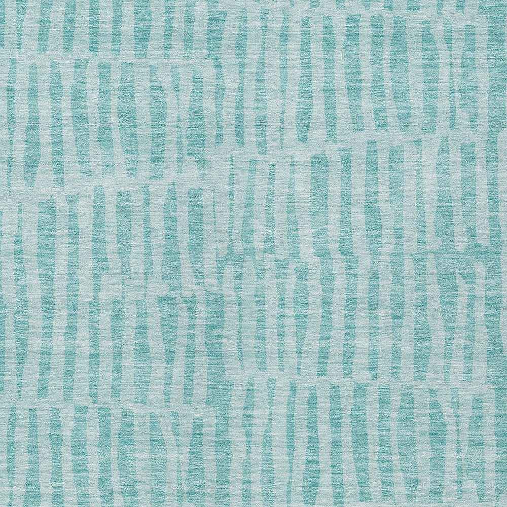3' X 5' Teal Blue And Aqua Striped Washable Indoor Outdoor Area Rug