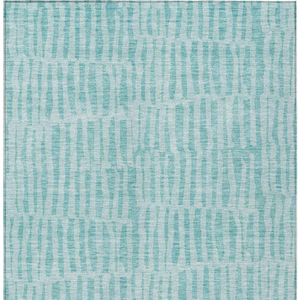 3' X 5' Teal Blue And Aqua Striped Washable Indoor Outdoor Area Rug