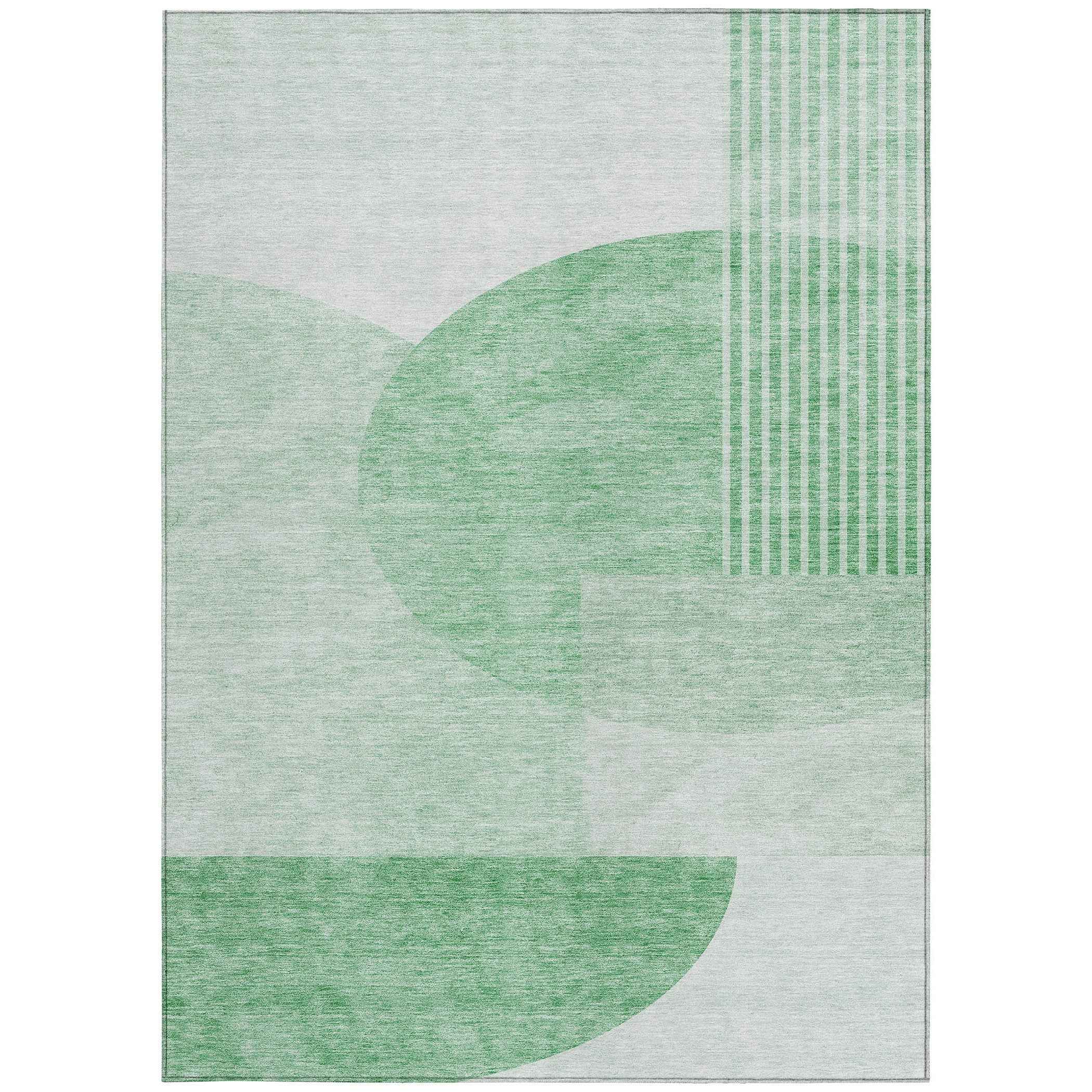 5' X 8' Green And Mint Green Geometric Washable Indoor Outdoor Area Rug