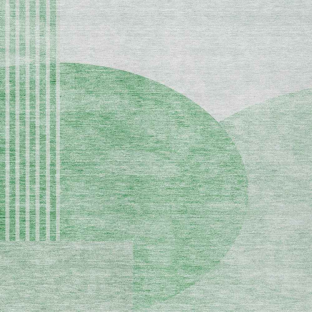 5' X 8' Green And Mint Green Geometric Washable Indoor Outdoor Area Rug