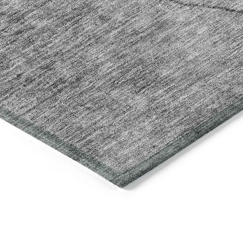 10' X 14' Gray Charcoal And Silver Abstract Washable Indoor Outdoor Area Rug