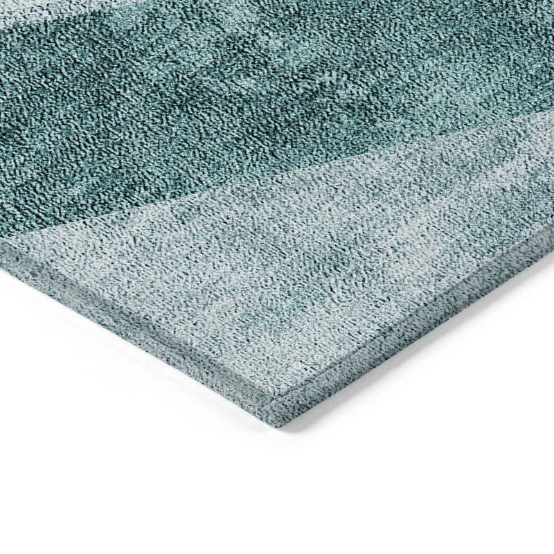 8' X 10' Teal Blue Aqua And Blue Geometric Washable Indoor Outdoor Area Rug