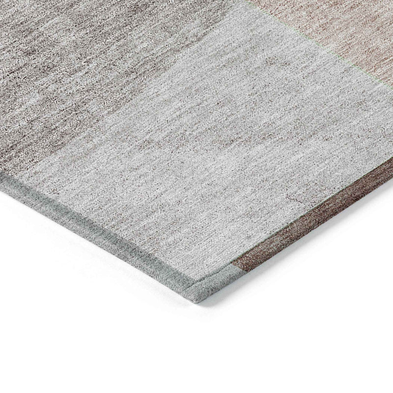 3' X 5' Copper Red And Gray Geometric Washable Indoor Outdoor Area Rug