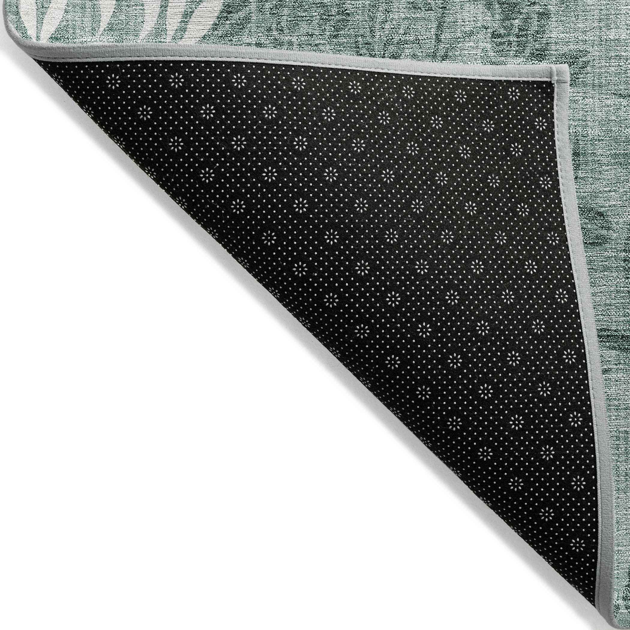 8' X 10' Sage Fern Green And Ivory Floral Washable Indoor Outdoor Area Rug