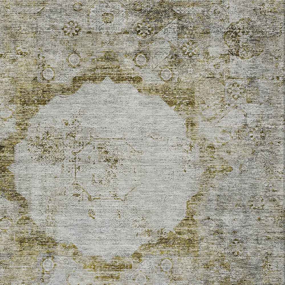 5' X 8' Taupe Brown And Gray Oriental Washable Indoor Outdoor Area Rug