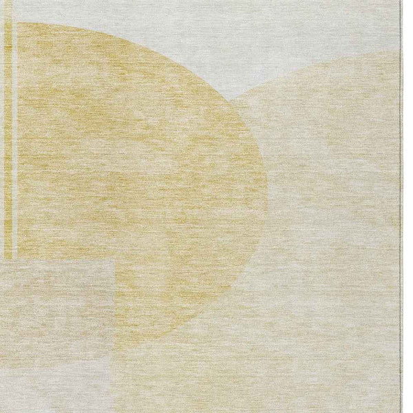 8' X 10' Gold Wheat And Ivory Geometric Washable Indoor Outdoor Area Rug