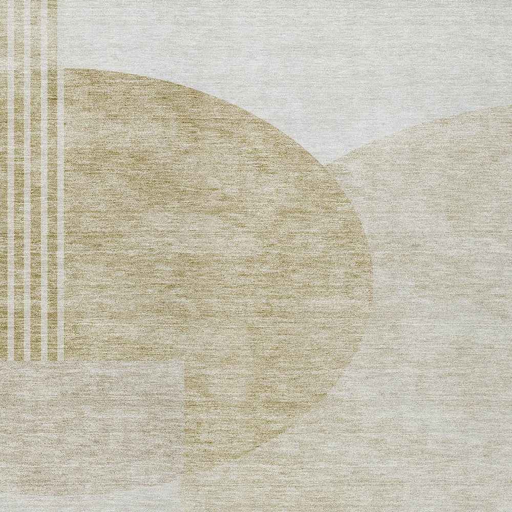 8' X 10' Brown Beige And Ivory Geometric Washable Indoor Outdoor Area Rug