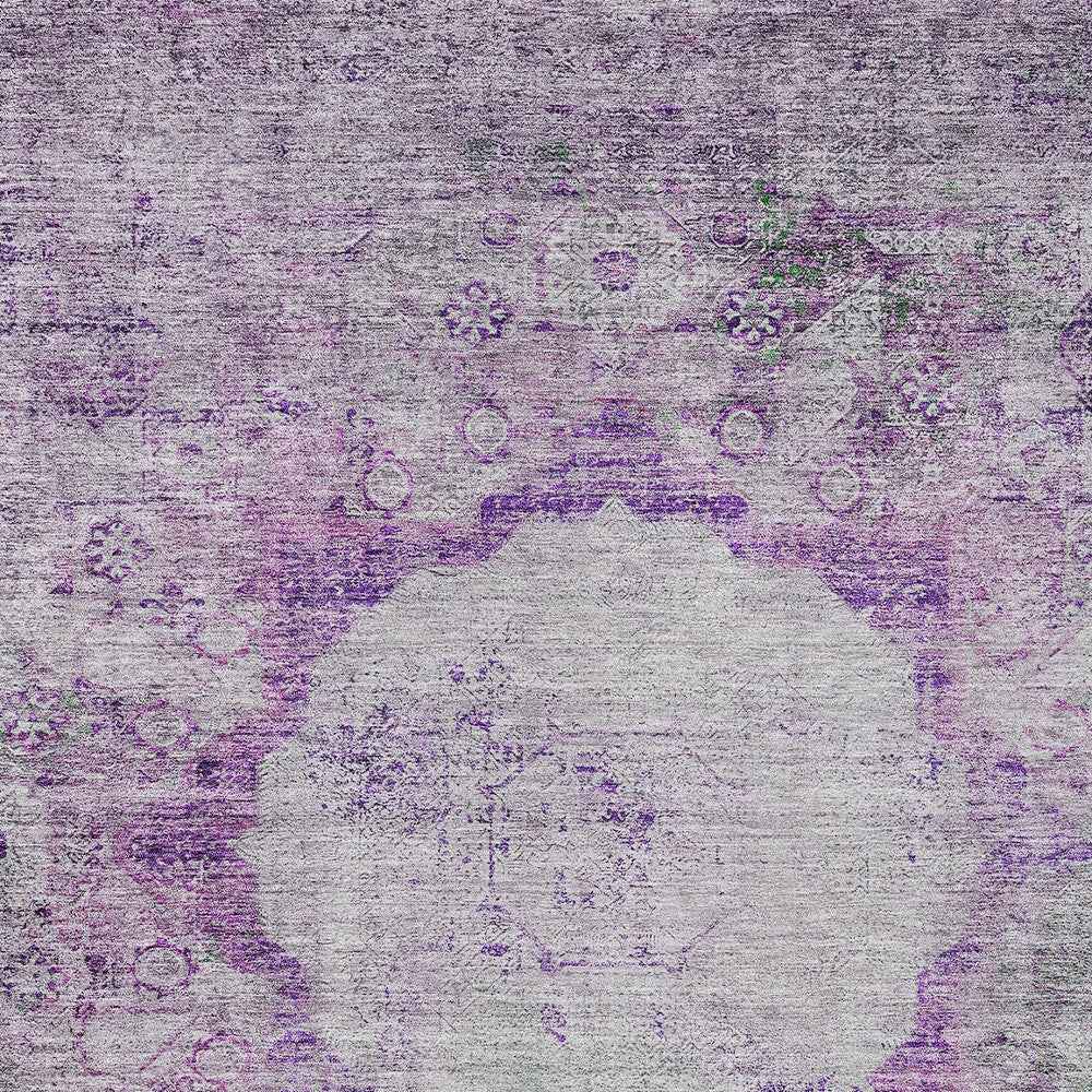 8' X 10' Purple Lavender And Gray Oriental Washable Indoor Outdoor Area Rug
