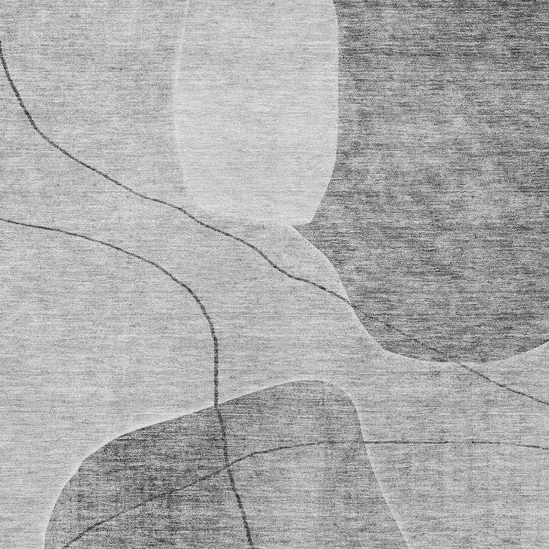 3' X 5' Gray Charcoal And Silver Abstract Washable Indoor Outdoor Area Rug