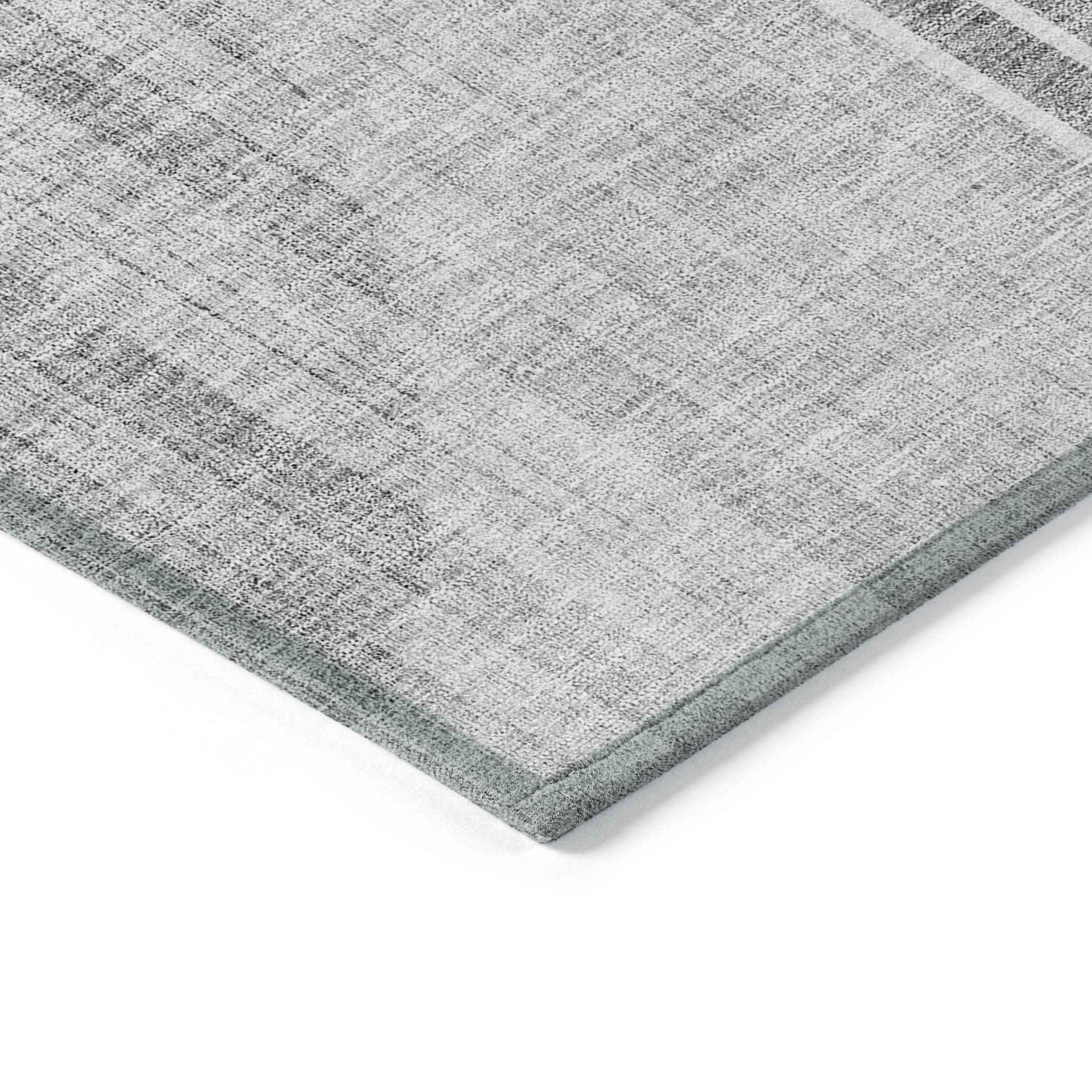 8' X 10' Gray Silver And Charcoal Geometric Washable Indoor Outdoor Area Rug