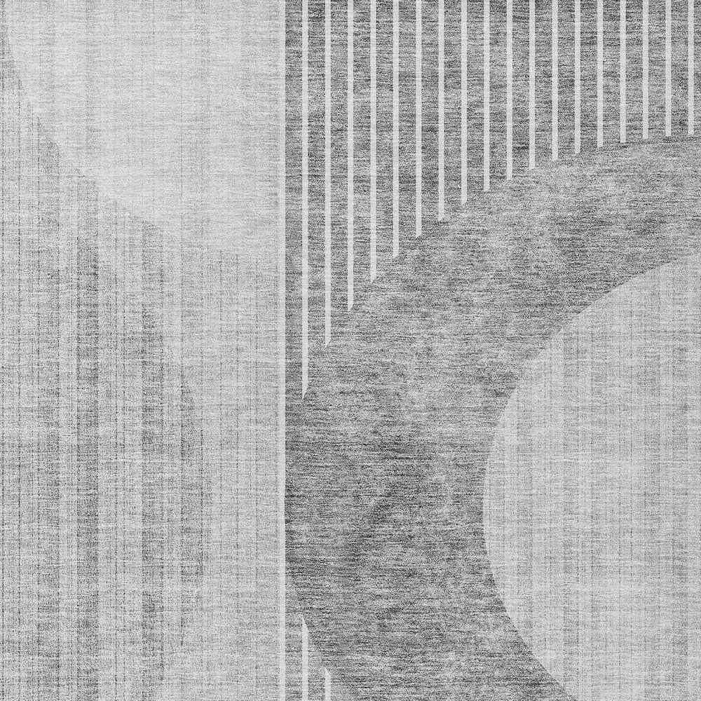 8' X 10' Gray Silver And Charcoal Geometric Washable Indoor Outdoor Area Rug