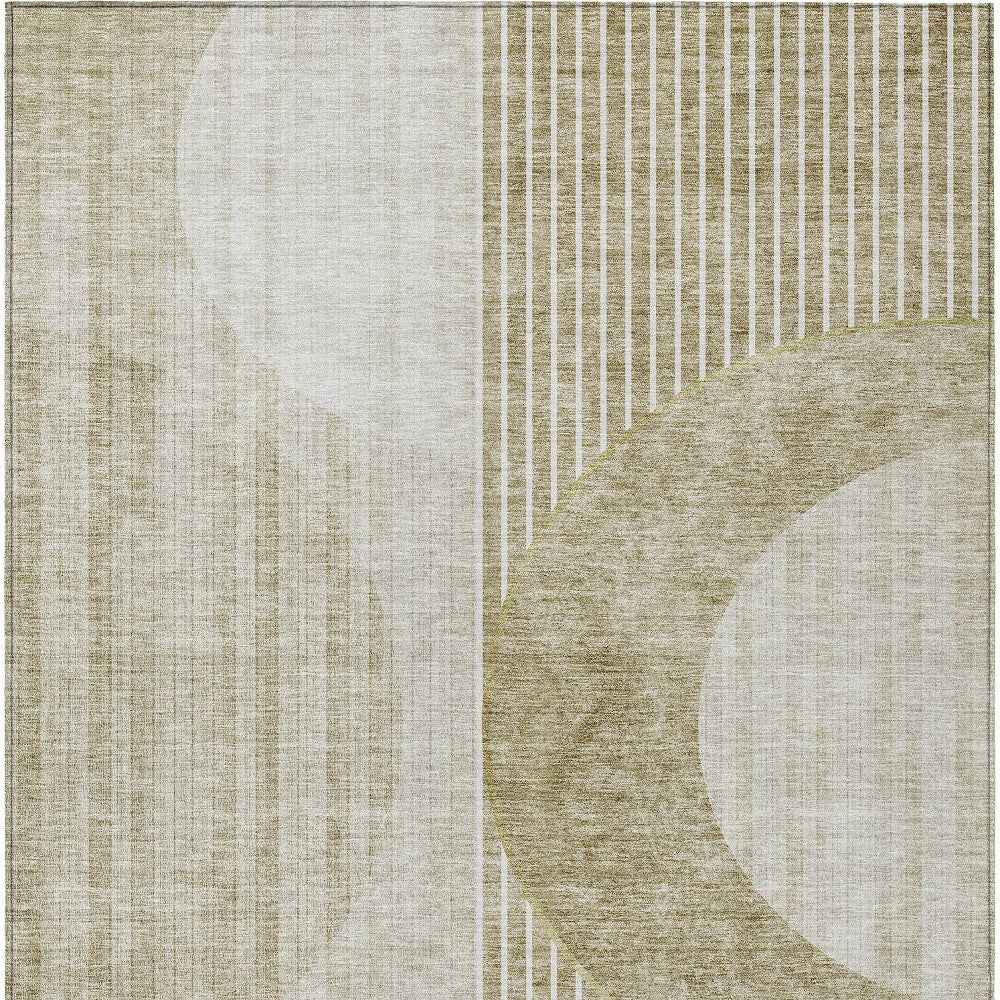 5' X 8' Taupe Beige And Tan Geometric Washable Indoor Outdoor Area Rug