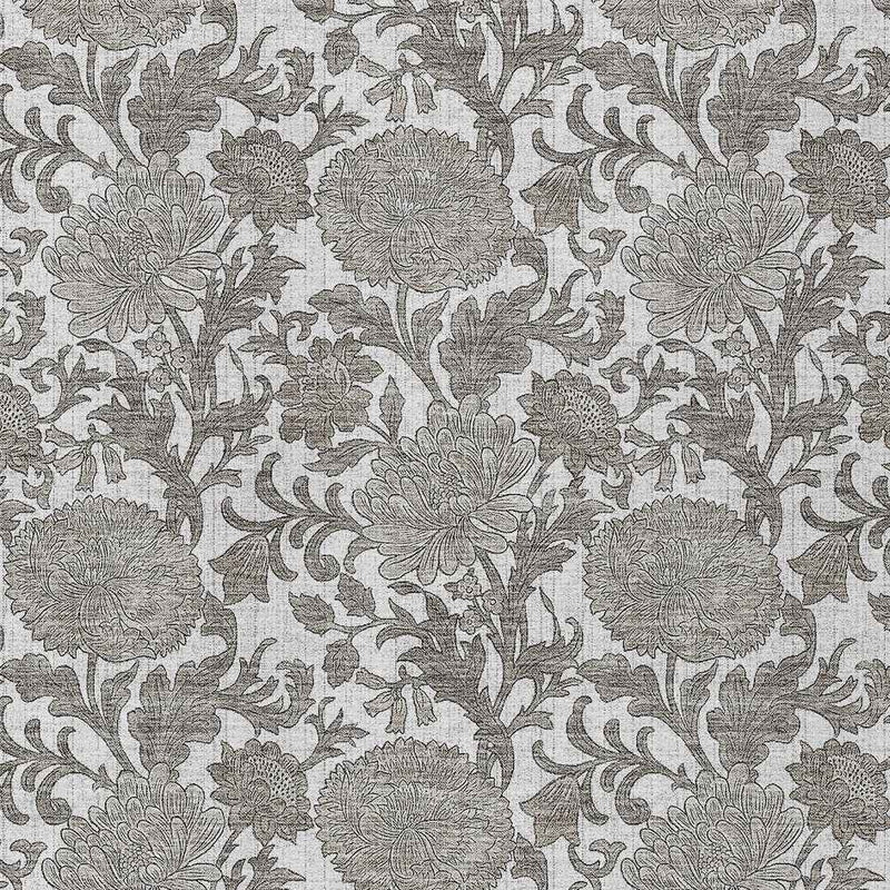 8' X 10' Ivory And Gray Floral Washable Indoor Outdoor Area Rug