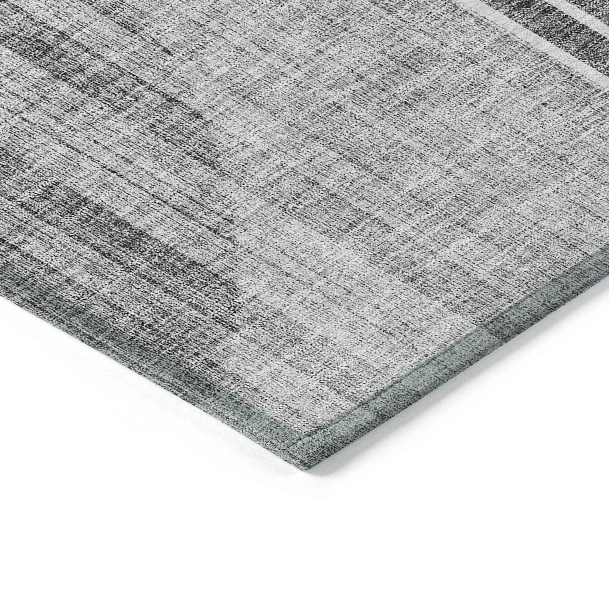 8' X 10' Charcoal Gray And Silver Geometric Washable Indoor Outdoor Area Rug
