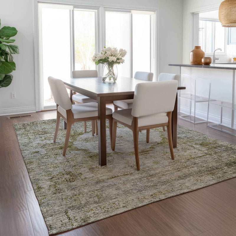 9' X 12' Taupe Brown And Gray Oriental Washable Indoor Outdoor Area Rug