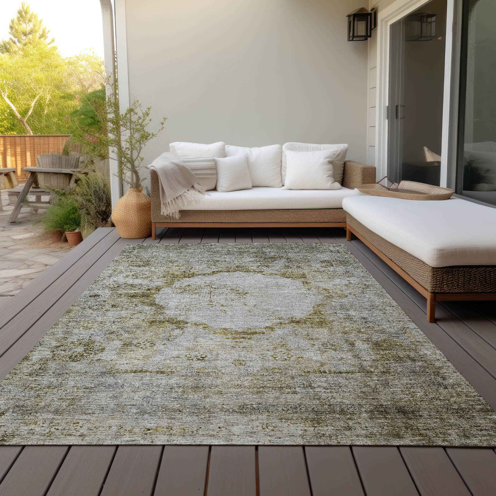 9' X 12' Taupe Brown And Gray Oriental Washable Indoor Outdoor Area Rug