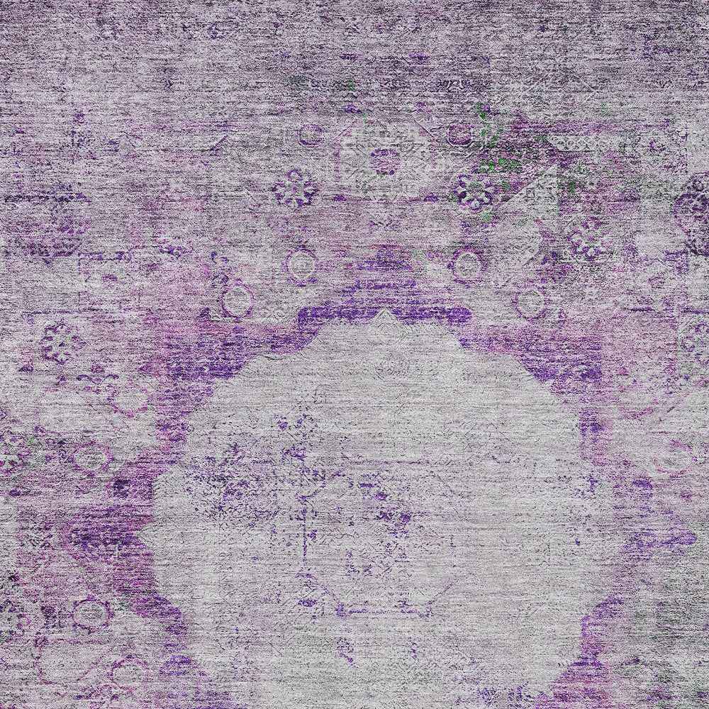 10' X 14' Purple Lavender And Gray Oriental Washable Indoor Outdoor Area Rug