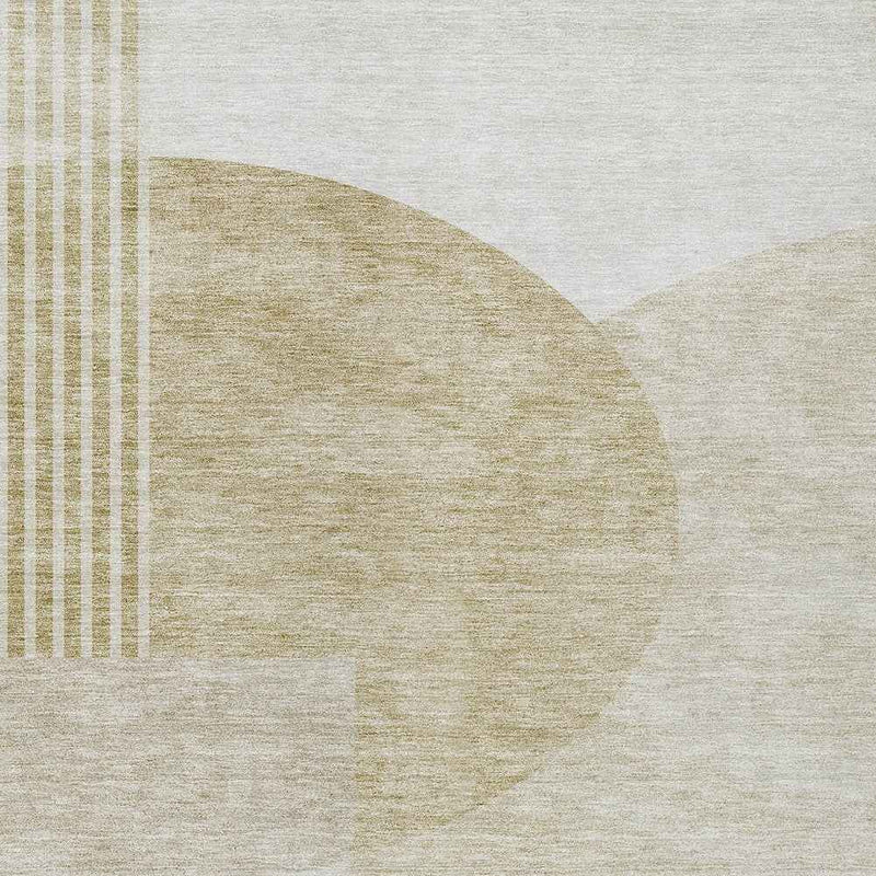 3' X 5' Brown Beige And Ivory Geometric Washable Indoor Outdoor Area Rug