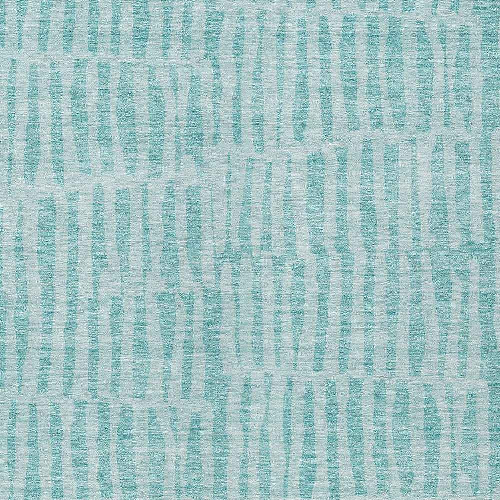 5' X 8' Teal Blue And Aqua Striped Washable Indoor Outdoor Area Rug