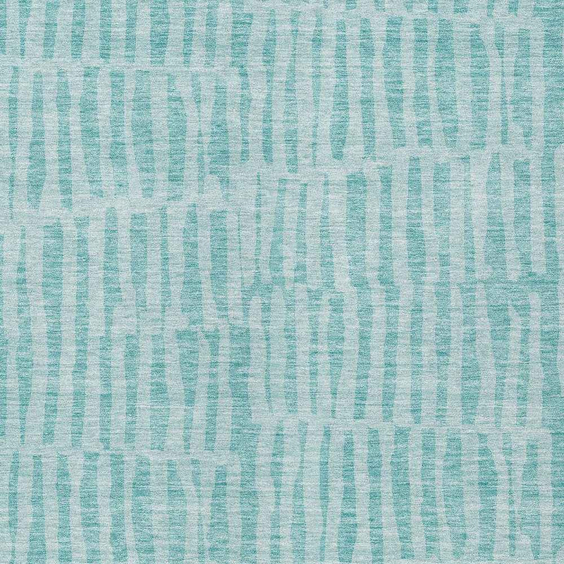 5' X 8' Teal Blue And Aqua Striped Washable Indoor Outdoor Area Rug