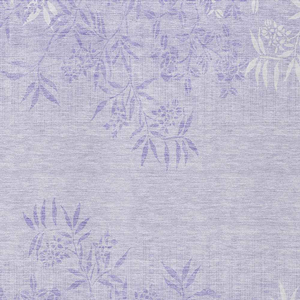 8' X 10' Lilac Purple And Ivory Floral Washable Indoor Outdoor Area Rug