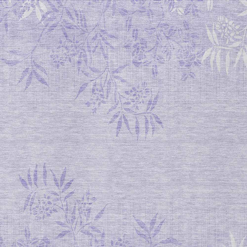 8' X 10' Lilac Purple And Ivory Floral Washable Indoor Outdoor Area Rug