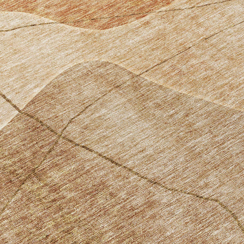 8' Orange Copper And Terra Cotta Round Abstract Washable Indoor Outdoor Area Rug