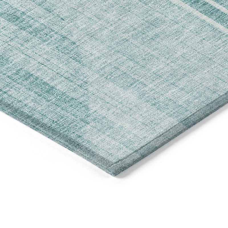 9' X 12' Teal Blue And Aqua Geometric Washable Indoor Outdoor Area Rug