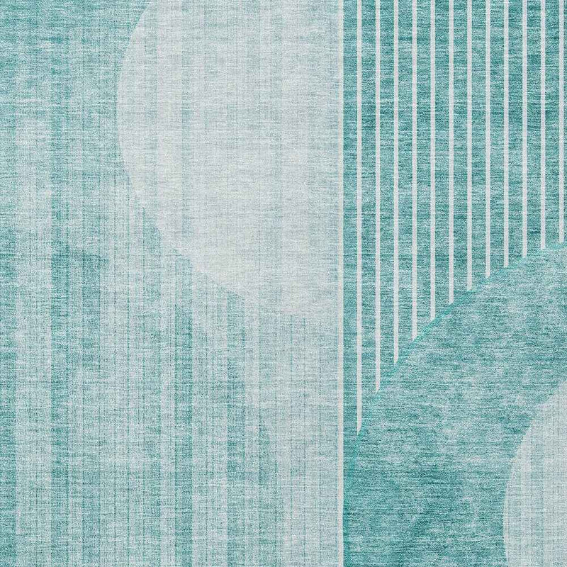 9' X 12' Teal Blue And Aqua Geometric Washable Indoor Outdoor Area Rug