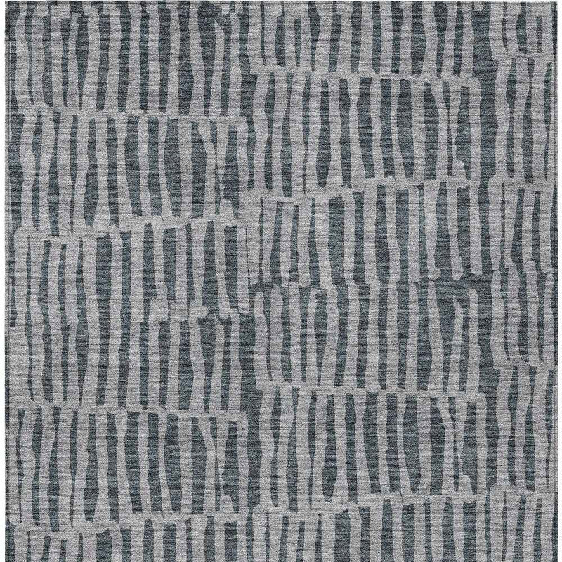 8' X 10' Charcoal And Gray Striped Washable Indoor Outdoor Area Rug