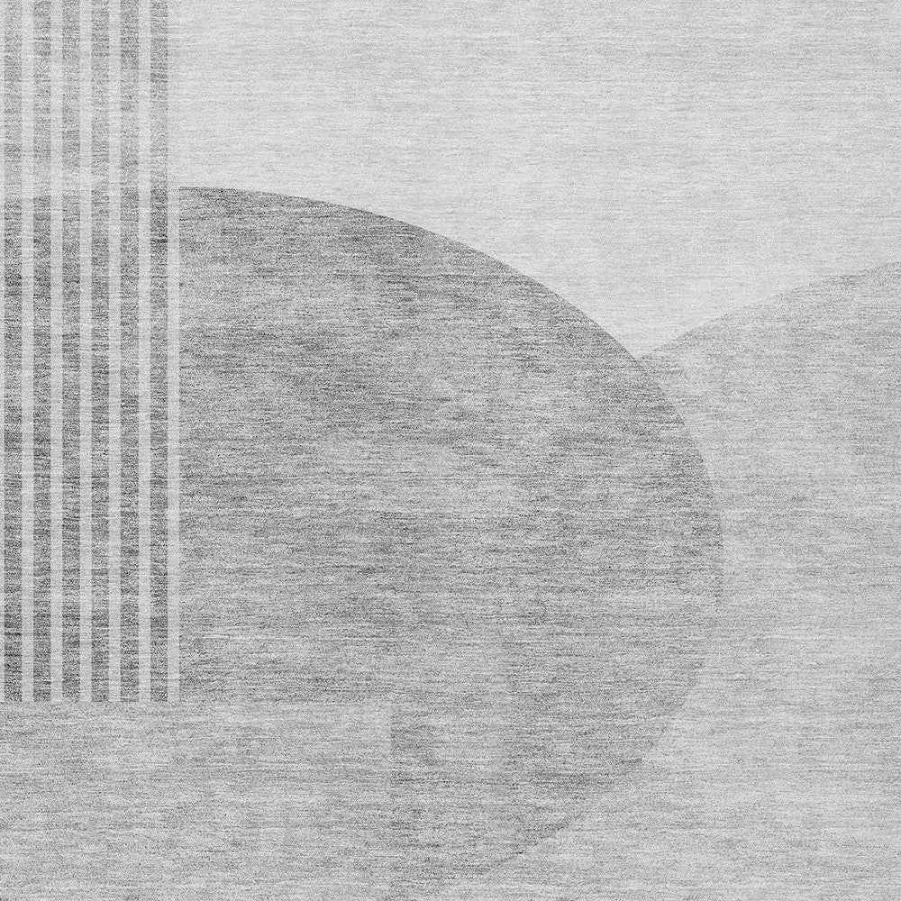 8' X 10' Gray Silver And Ivory Geometric Washable Indoor Outdoor Area Rug