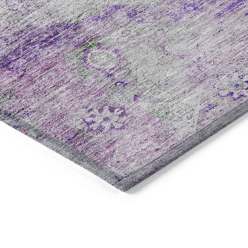 3' X 5' Purple Lavender And Gray Oriental Washable Indoor Outdoor Area Rug