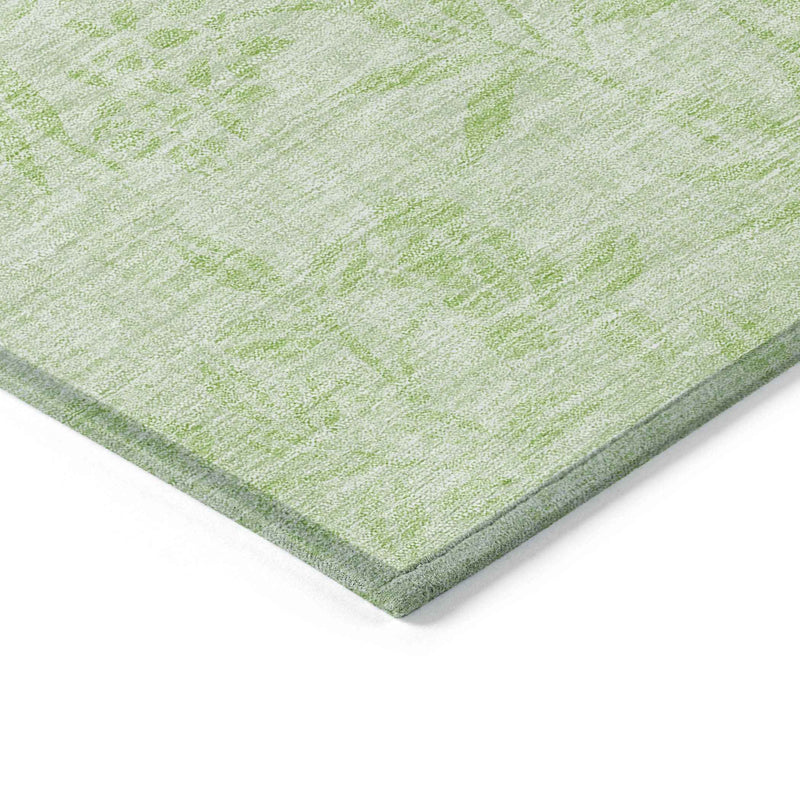 8' X 10' Mint Green Artichoke Green And Ivory Floral Washable Indoor Outdoor Area Rug