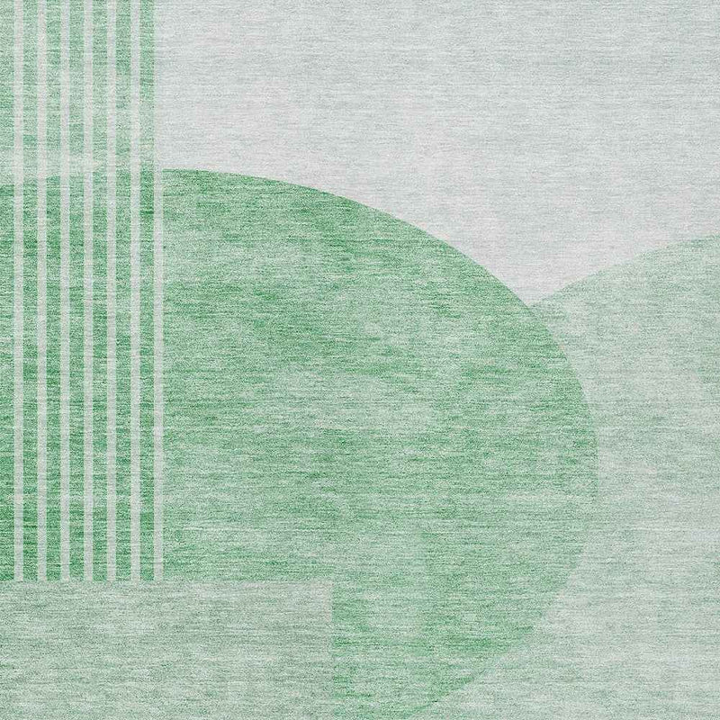 9' X 12' Green And Mint Green Geometric Washable Indoor Outdoor Area Rug