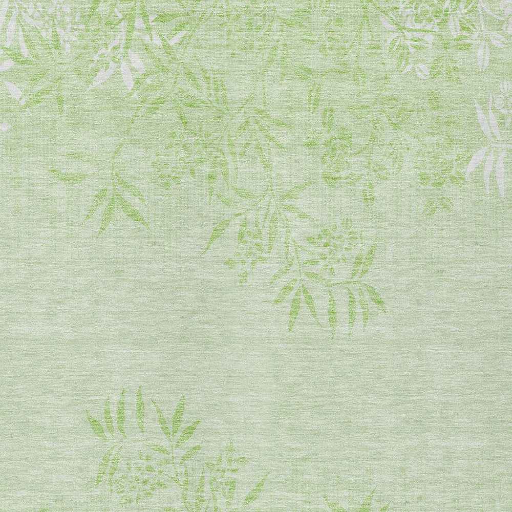 5' X 8' Mint Green Artichoke Green And Ivory Floral Washable Indoor Outdoor Area Rug